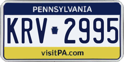PA license plate KRV2995