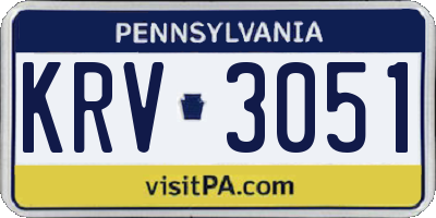 PA license plate KRV3051
