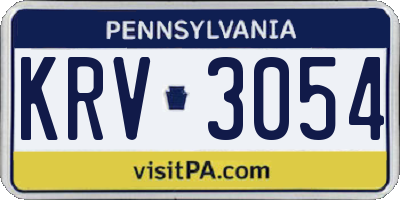 PA license plate KRV3054