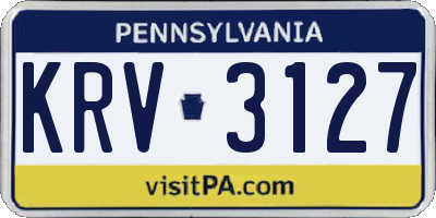 PA license plate KRV3127