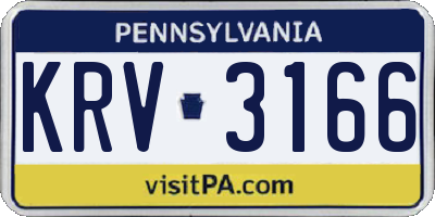 PA license plate KRV3166