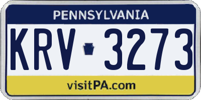 PA license plate KRV3273
