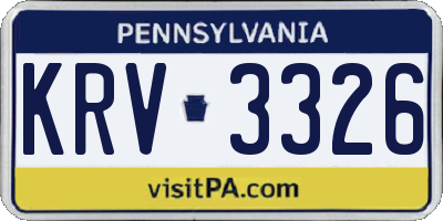 PA license plate KRV3326