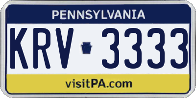 PA license plate KRV3333