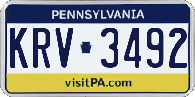 PA license plate KRV3492