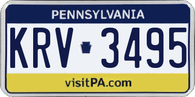 PA license plate KRV3495