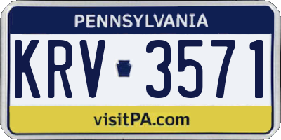 PA license plate KRV3571