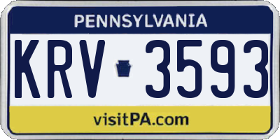 PA license plate KRV3593