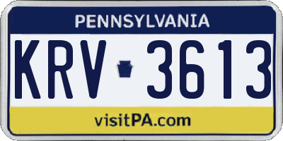 PA license plate KRV3613