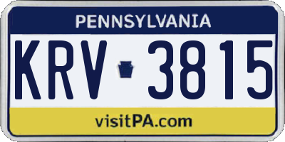 PA license plate KRV3815