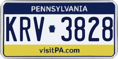 PA license plate KRV3828