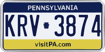 PA license plate KRV3874