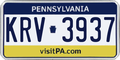 PA license plate KRV3937