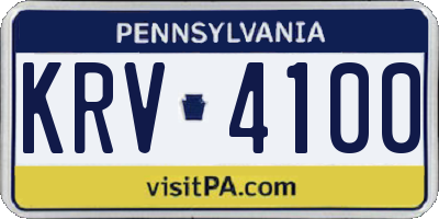 PA license plate KRV4100