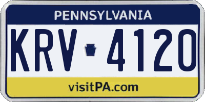 PA license plate KRV4120