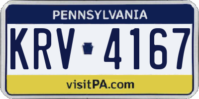 PA license plate KRV4167