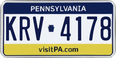 PA license plate KRV4178