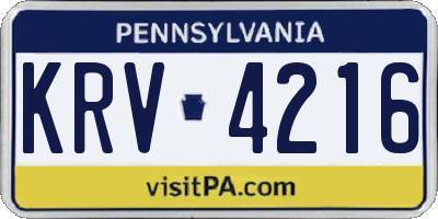 PA license plate KRV4216