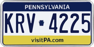 PA license plate KRV4225