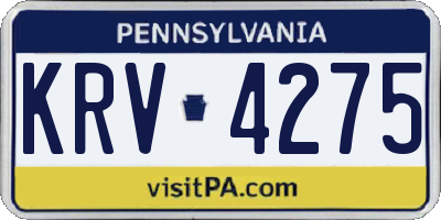 PA license plate KRV4275