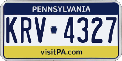 PA license plate KRV4327