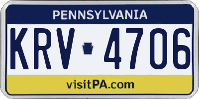 PA license plate KRV4706