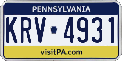 PA license plate KRV4931