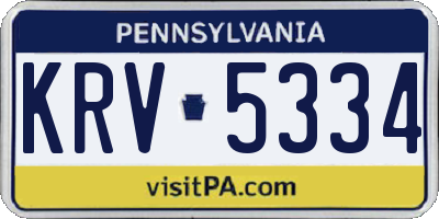PA license plate KRV5334