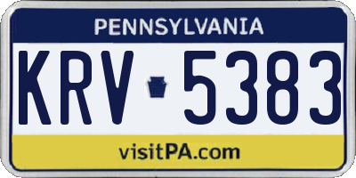 PA license plate KRV5383