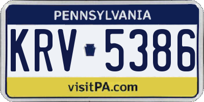PA license plate KRV5386