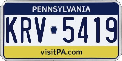 PA license plate KRV5419