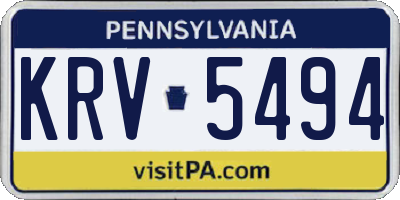 PA license plate KRV5494