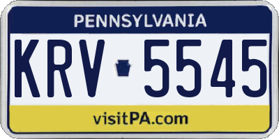 PA license plate KRV5545