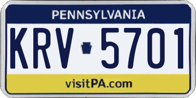 PA license plate KRV5701