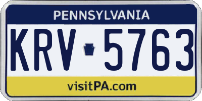 PA license plate KRV5763