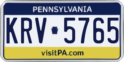 PA license plate KRV5765