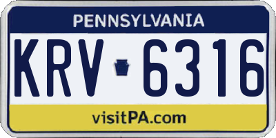 PA license plate KRV6316
