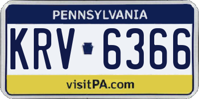 PA license plate KRV6366