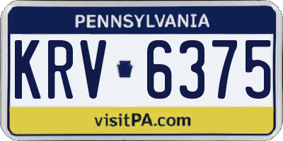 PA license plate KRV6375