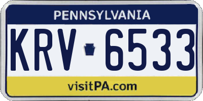 PA license plate KRV6533