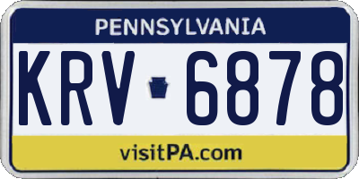 PA license plate KRV6878