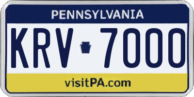 PA license plate KRV7000