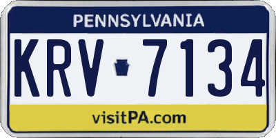 PA license plate KRV7134