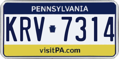 PA license plate KRV7314