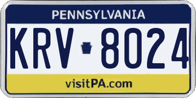 PA license plate KRV8024