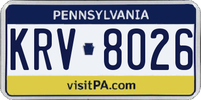 PA license plate KRV8026