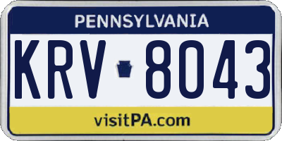 PA license plate KRV8043