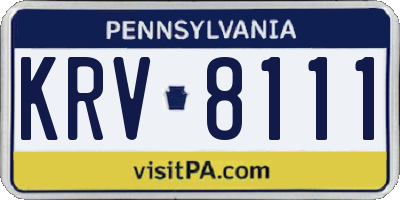 PA license plate KRV8111