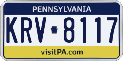 PA license plate KRV8117
