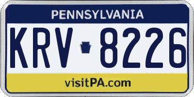 PA license plate KRV8226